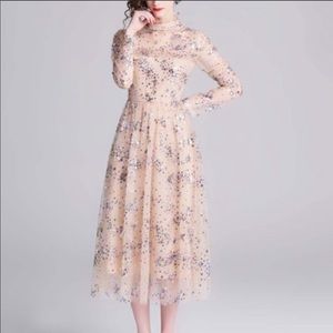 Coeur de Vague Apricot Galaxy mesh dress